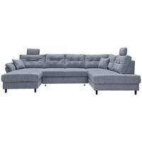 Wohnlandschaft Brizzini Hellblau U: 176x338x206 cm - Schwarz/Hellblau, MODERN, Textil (176/338/206cm) - Livetastic