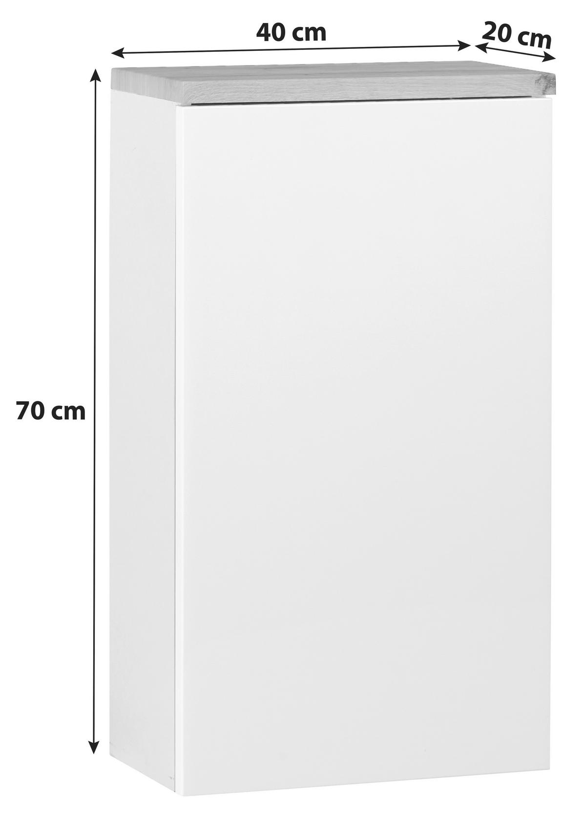 Hängeschrank Grifflos Marbella B: 40 Cm Weiß/eiche Dekor - Weiß, MODERN, Holzwerkstoff (40/70/20cm)