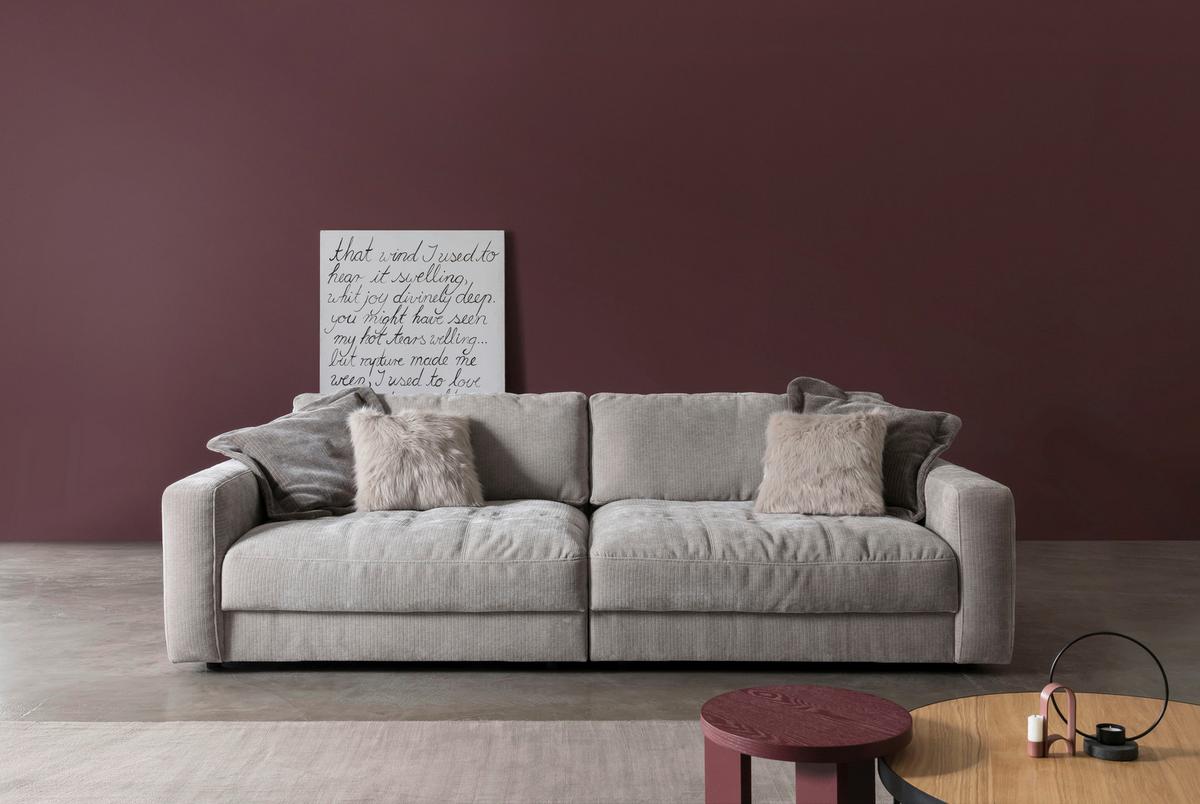 BIGSOFA BE COMFY - Silberfarben/Schwarz, MODERN, Textil (264/83/126cm) - Trendmanufaktur