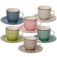 Kaffeetassenset Louise 12-Tlg. Keramik Multicolor - Blau/Beige, Basics, Keramik - Tognana