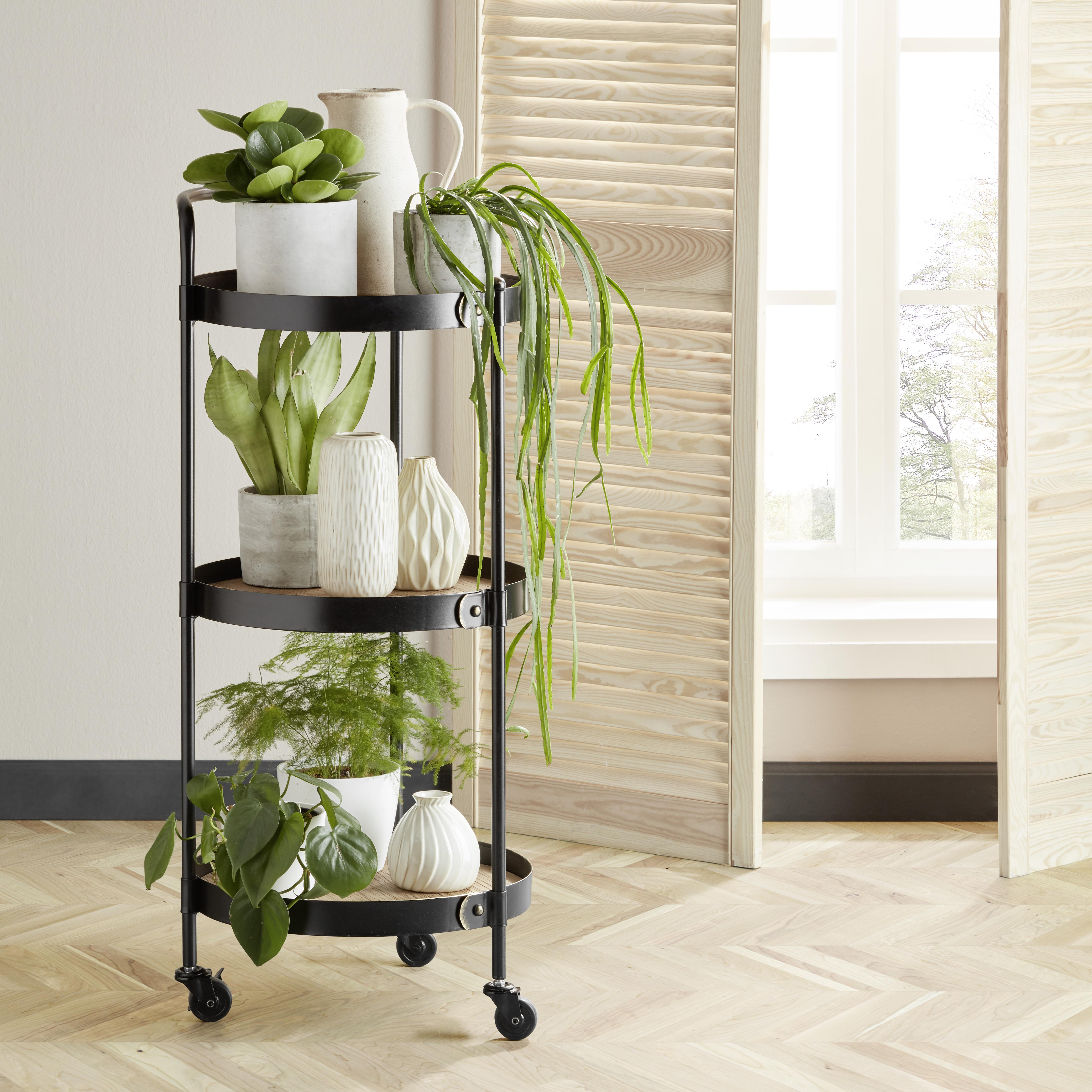 Servírovací vozík BRUNO - čierna, Lifestyle, kov/kompozitné drevo (40/95/40cm) - Premium Living
