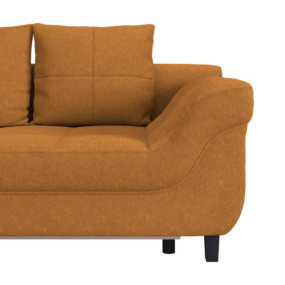 Ecksofa Mendoza - Schwarz/Orange, Design, Textil (197/309cm) - Ondega