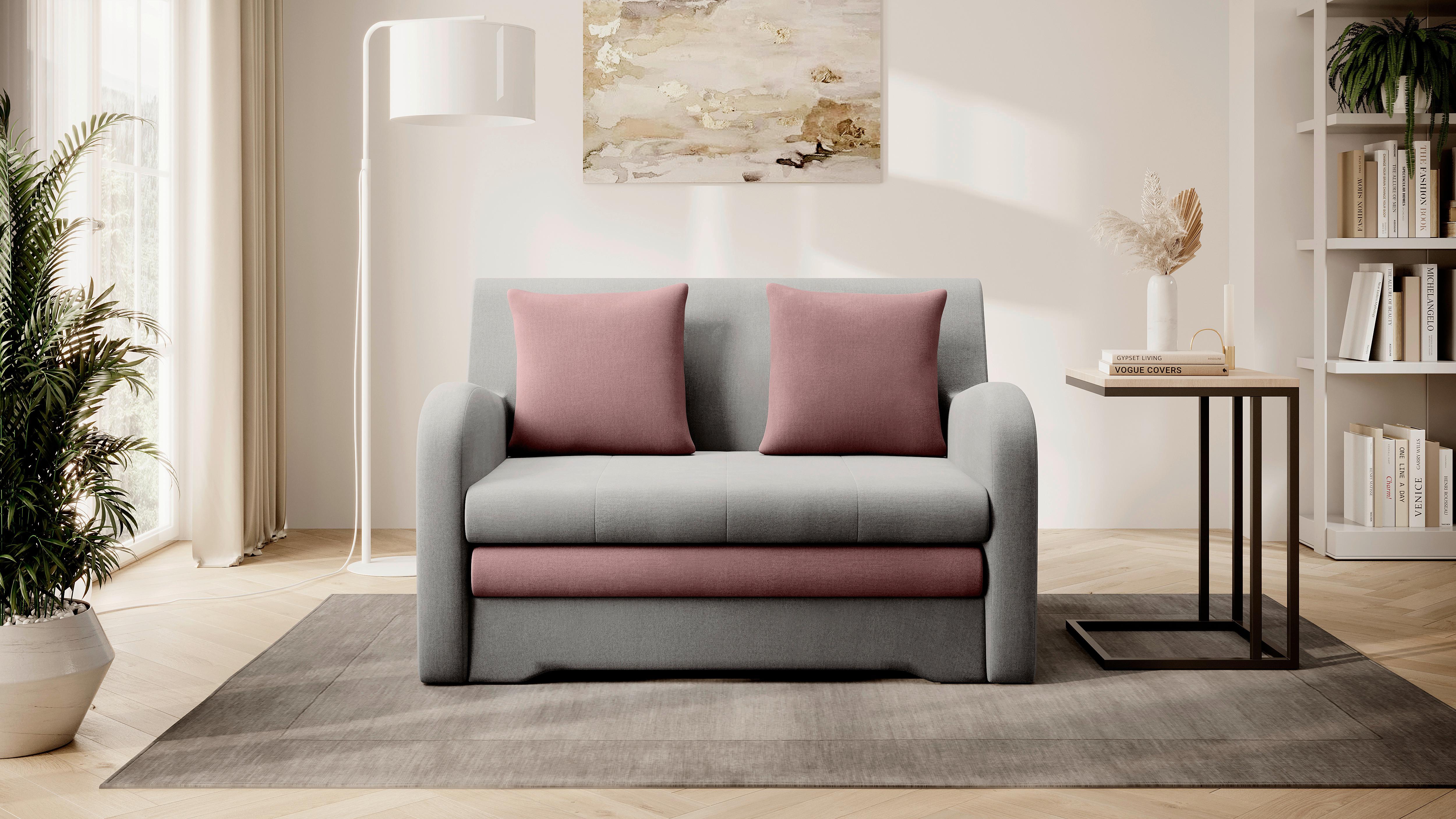 Schlafsofa Ario Grau, Rosa, B: 244 cm - Hellgrau/Schwarz, Design, Textil (244/97/97cm) - MID.YOU