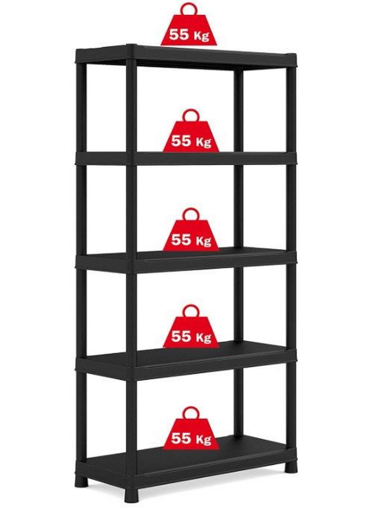 Plastový regál PLUS 90 - antracitová, Konvenční, plast (90/182/40cm)