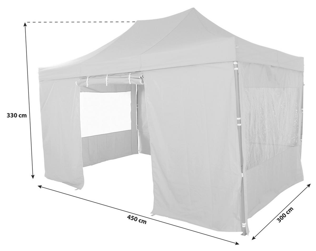 Pavillon L30550 450x300 cm Mit Seitenwände - Grau, KONVENTIONELL, Textil/Metall (450/330/300cm) - Siena Garden