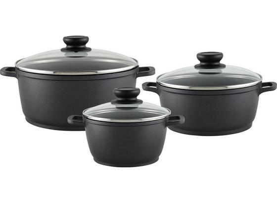 Kochtopfset Finley 6-teilig inkl. Deckel - Klar/Schwarz, KONVENTIONELL, Glas/Kunststoff - Luca Bessoni Kochtopfset Finley 6-teilig inkl. Deckel - Klar/Schwarz, KONVENTIONELL, Glas/Kunststoff - Luca Bessoni