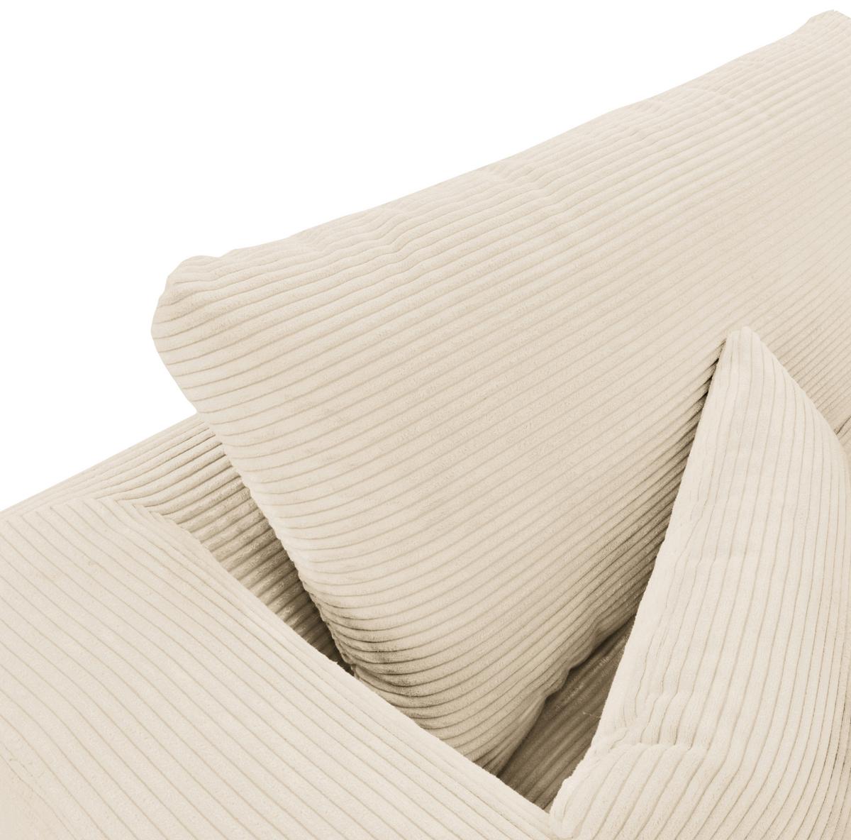 Ecksofa Berlin Cord Creme 172x313 cm - Creme/Schwarz, Design, Textil (172/313cm) - Livetastic