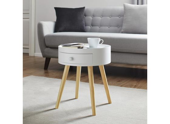 Nočný Alebo Odkladací Stolík Damian - biela/farby pínie, Moderný, drevo (38/45cm) - Modern Living Nočný Alebo Odkladací Stolík Damian - biela/farby pínie, Moderný, drevo (38/45cm) - Modern Living