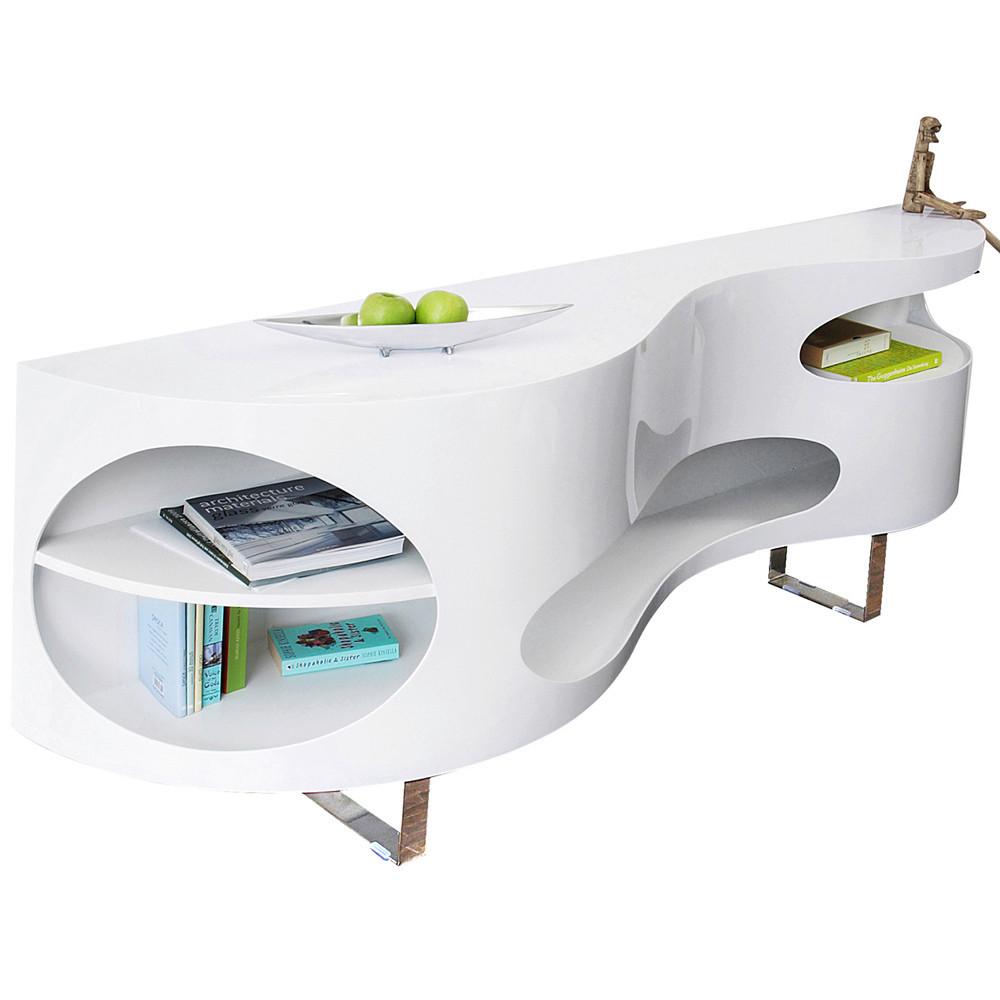 Sideboard Weiß Hochglanz B: 200cm - Edelstahlfarben/Weiß Hochglanz, Design, Holzwerkstoff (200/60/50cm) - Livetastic