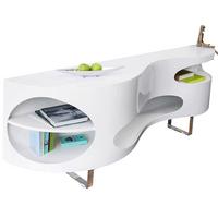 Sideboard Weiß Hochglanz B: 200cm - Edelstahlfarben/Weiß Hochglanz, Design, Holzwerkstoff (200/60/50cm) - Livetastic