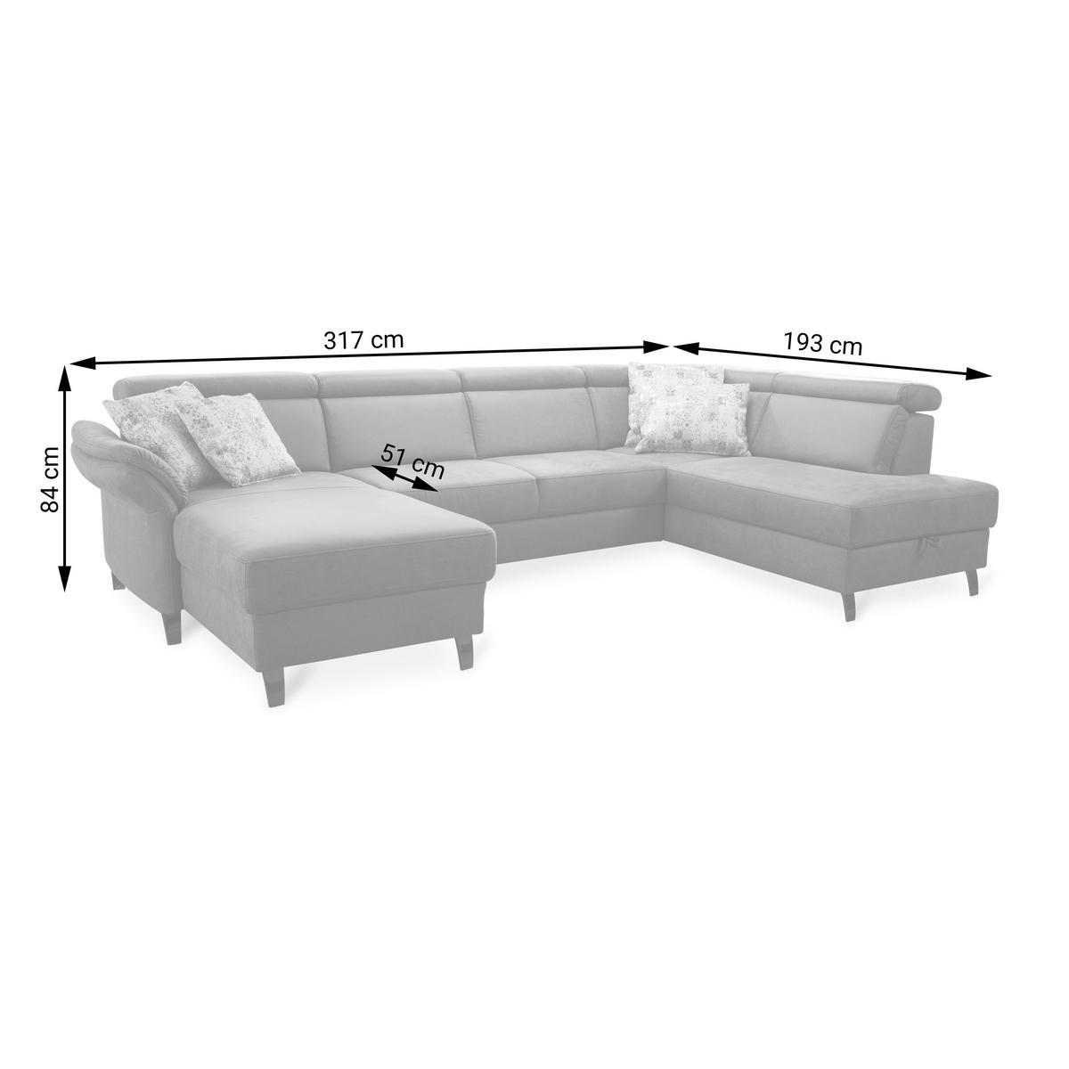 Wohnlandschaft Arngast rechts grau/Schwarz, 165x317x193 cm - Schwarz/Grau, KONVENTIONELL, Textil (165/317/193cm) - Sit & More