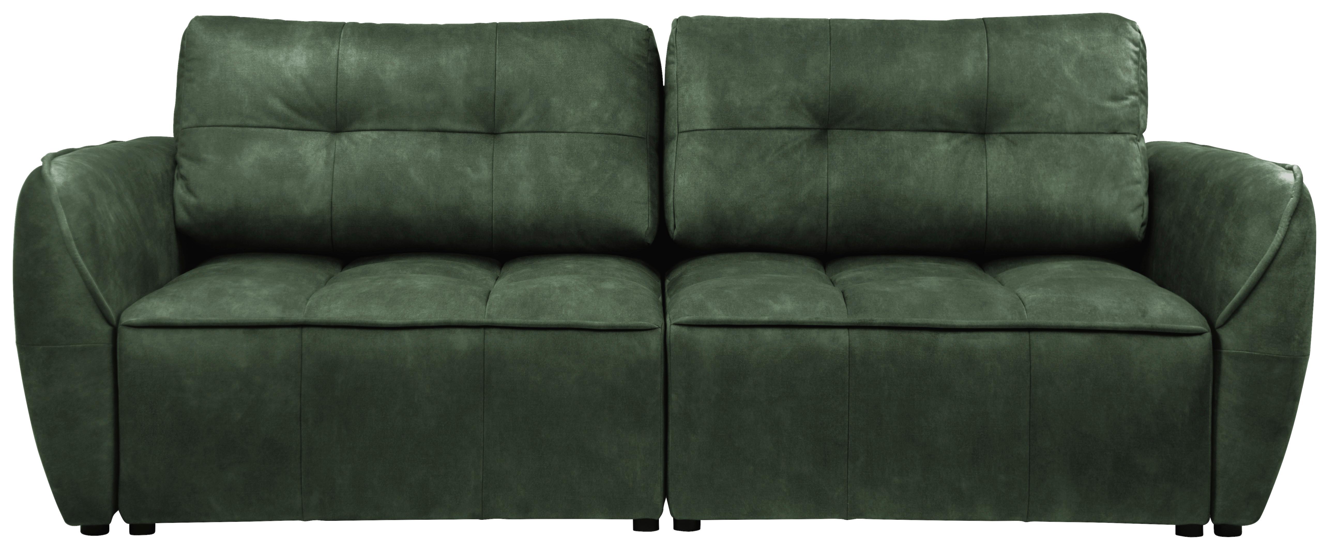 Boxspringová pohovka BOMBEI, tmavozelený velúr - čierna/sivá, Modern, drevo/kompozitné drevo (243/94/125cm)