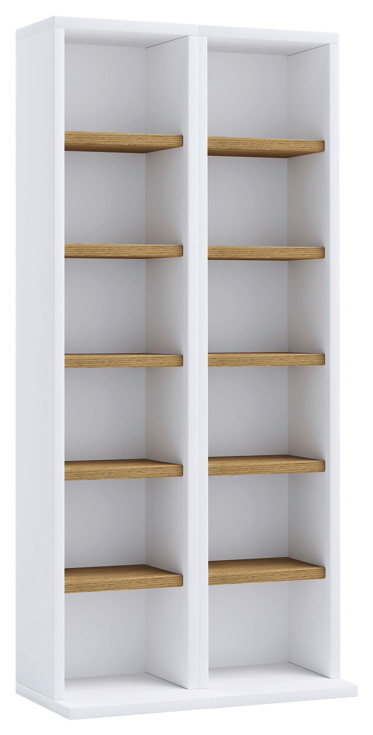 CD-Regal Milano Weiß Honigeiche Dekor - Honigeiche/Weiß, Design, Holzwerkstoff (42/91,8/20cm) - MID.YOU
