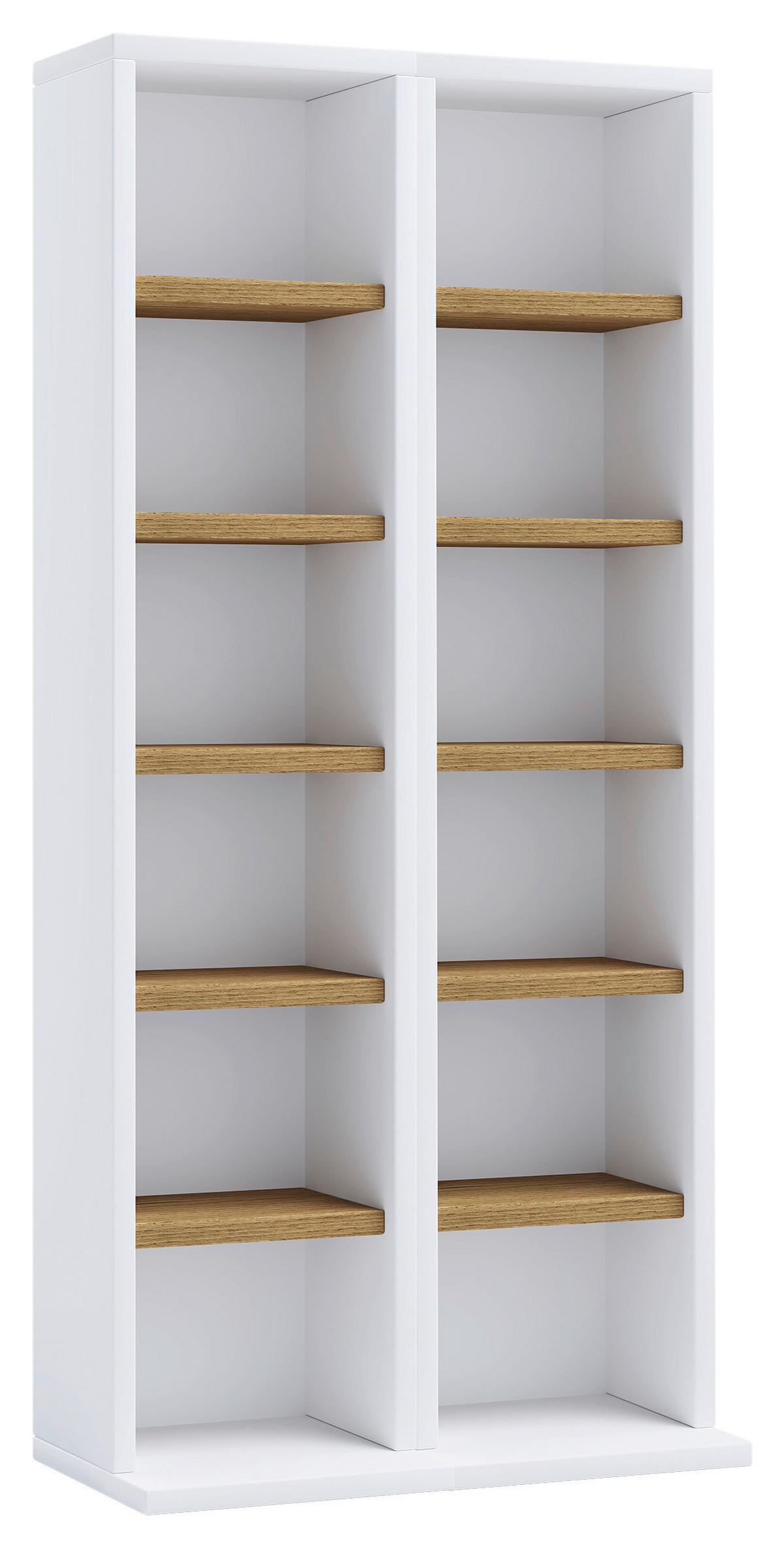 CD-Regal Milano Weiß Honigeiche Dekor - Honigeiche/Weiß, Design, Holzwerkstoff (42/91,8/20cm) - MID.YOU