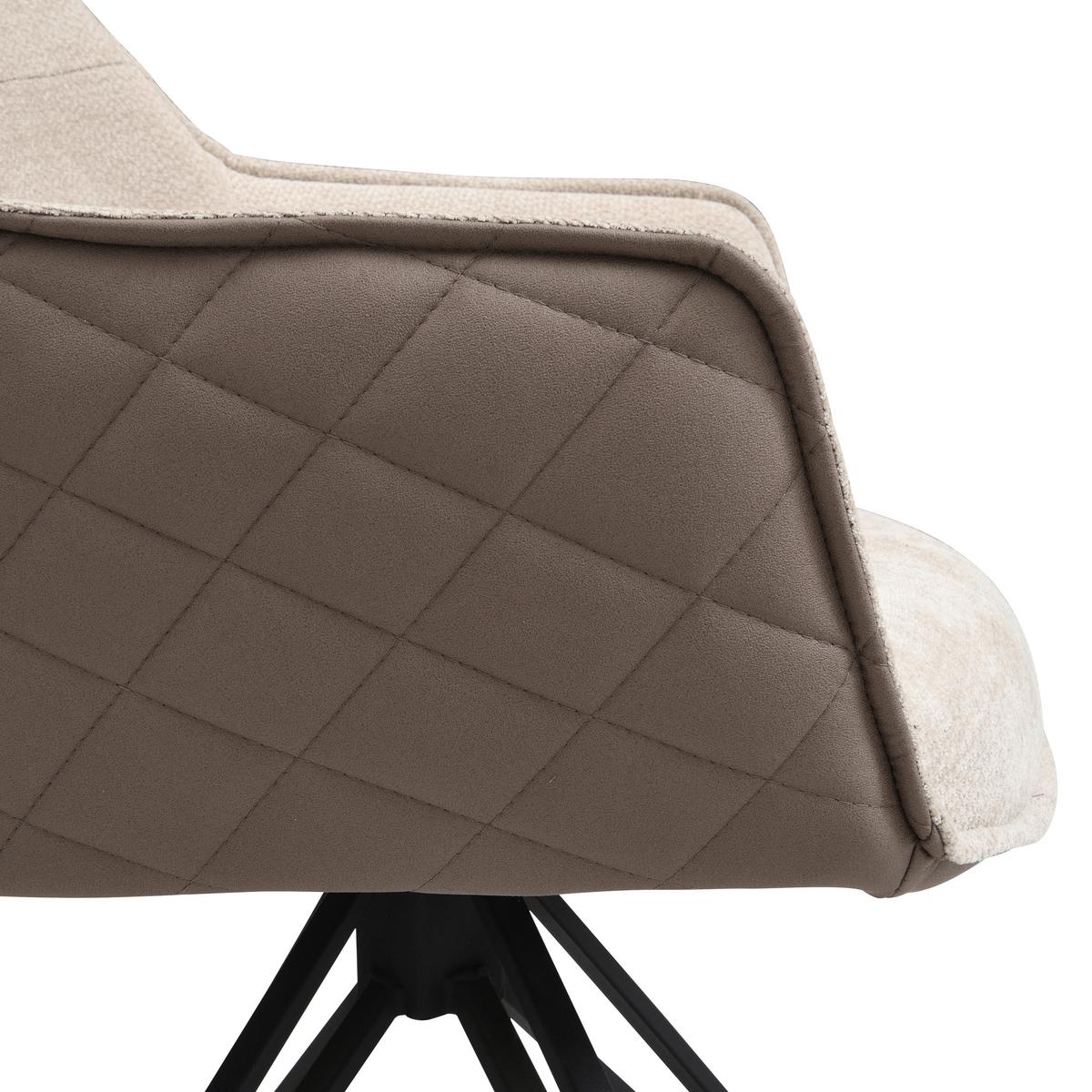 Armlehnstuhl Aurelia Braun B: 57 cm - Dunkelbraun/Schwarz, MODERN, Textil/Metall (57/82/61cm) - Livetastic