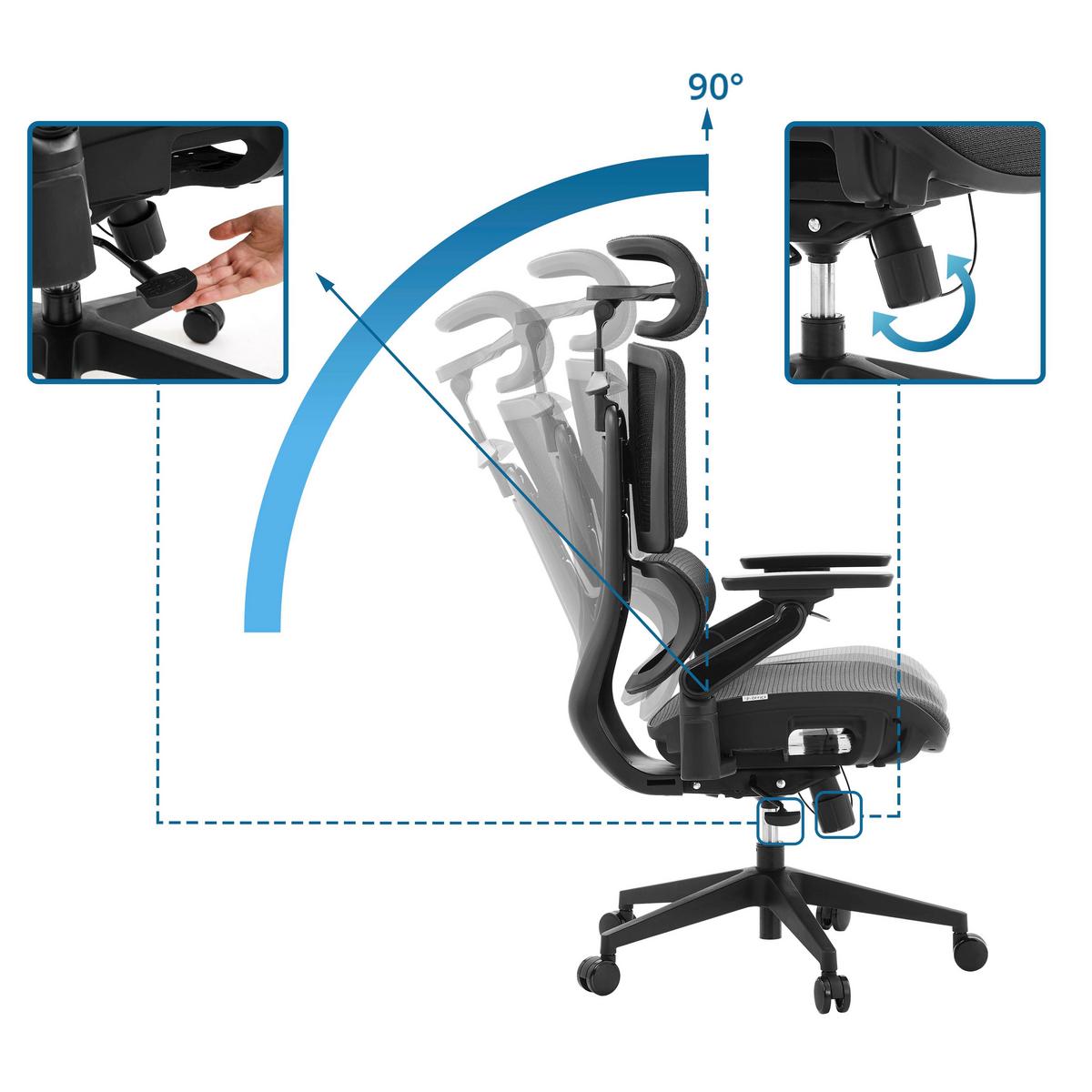 DREHSTUHL Ergo U2 Pro Schwarz B: 68cm - Silberfarben/Schwarz, MODERN, Kunststoff/Textil (68/113/67cm) - MID.YOU