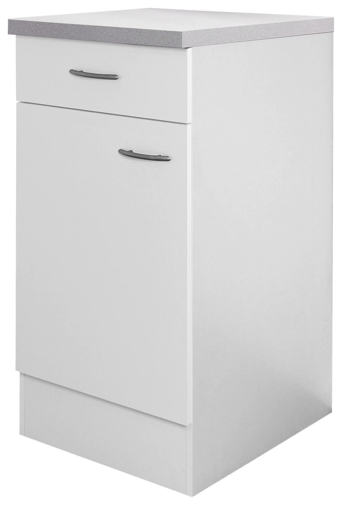 Spodná kuchynská skrinka WITO - biela/farba ušľachtilej ocele, kompozitné drevo/plast (40/85/60cm) - MID.YOU