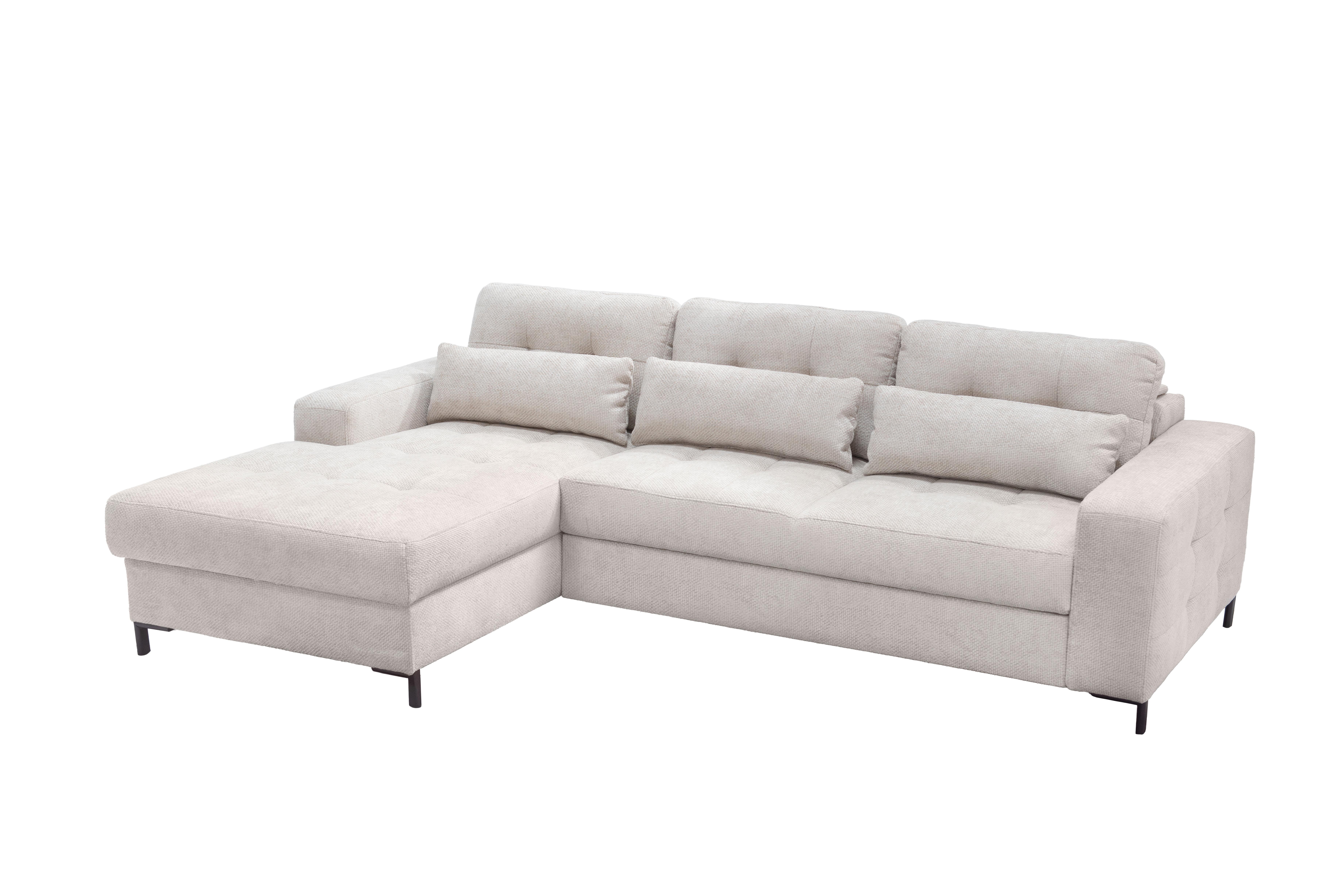 Ecksofa Bonito Beige, Schenkel: 176x255 cm - Beige/Schwarz, Design, Textil (176/260cm) - Livetastic