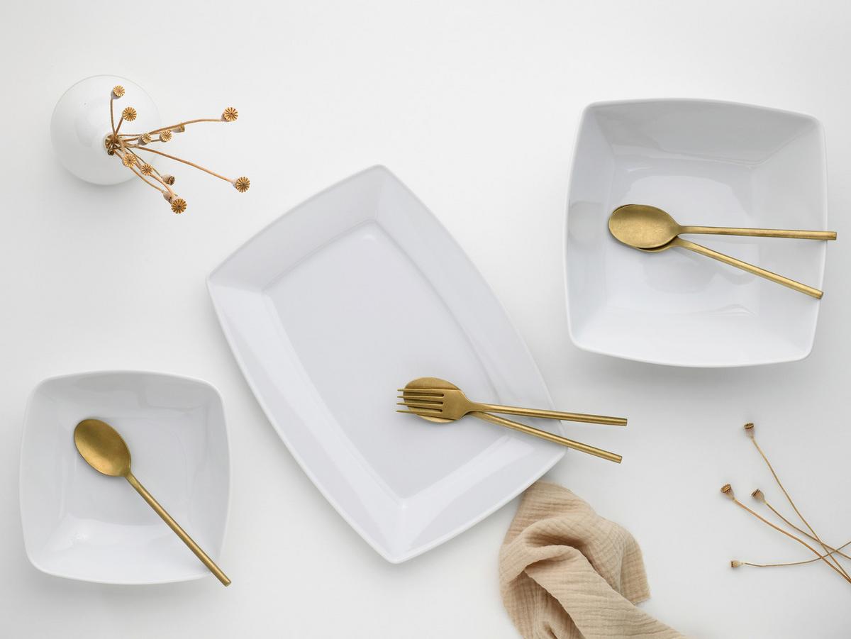 Servierset Victoria Porzellan 2x Schalen, 1x Platte - Weiß, Basics, Keramik - Creatable