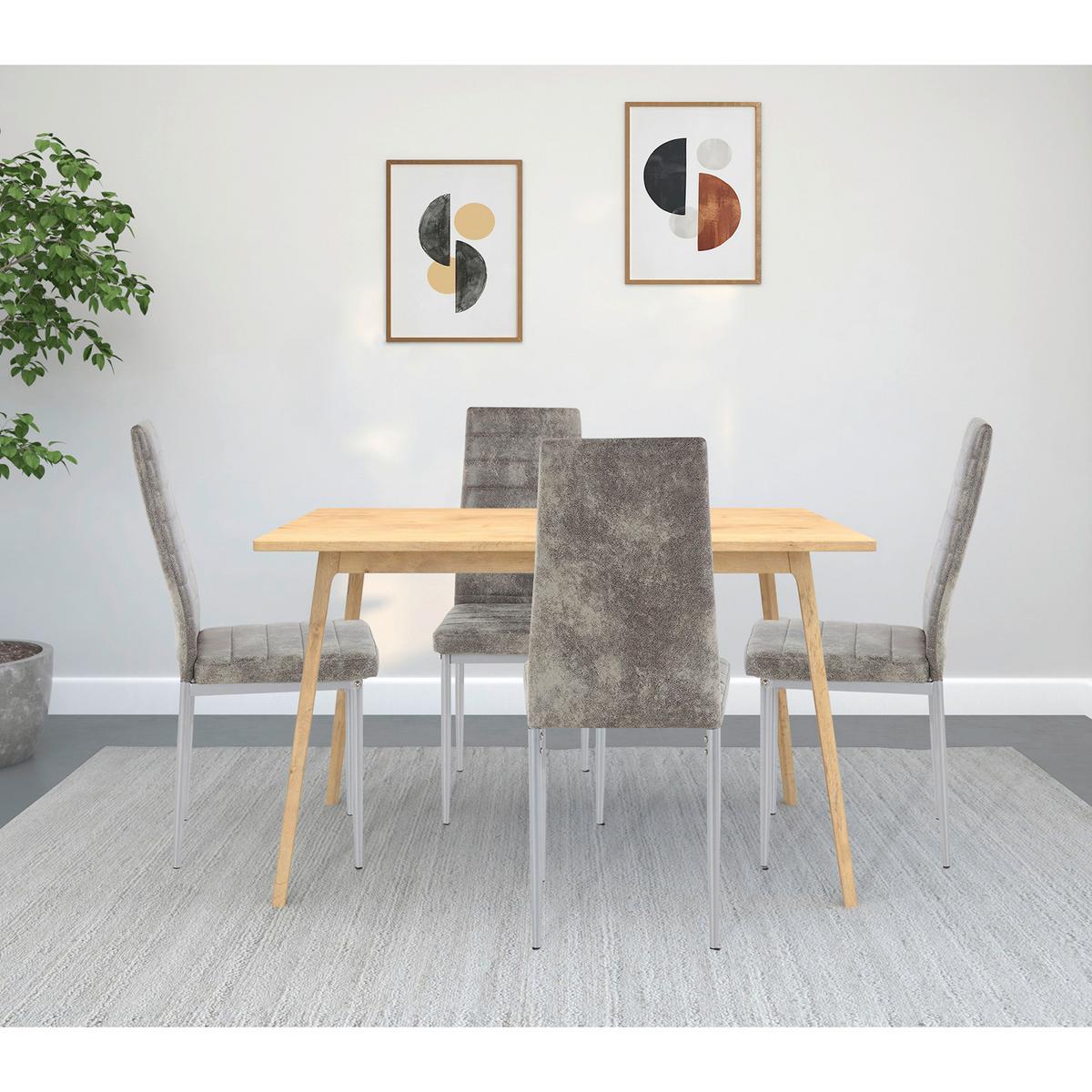 Stuhl-Set Kate Hellgrau B: 42cm 4--Teilig - Hellgrau/Grau, Design, Textil/Metall (42/98/53cm) - MID.YOU