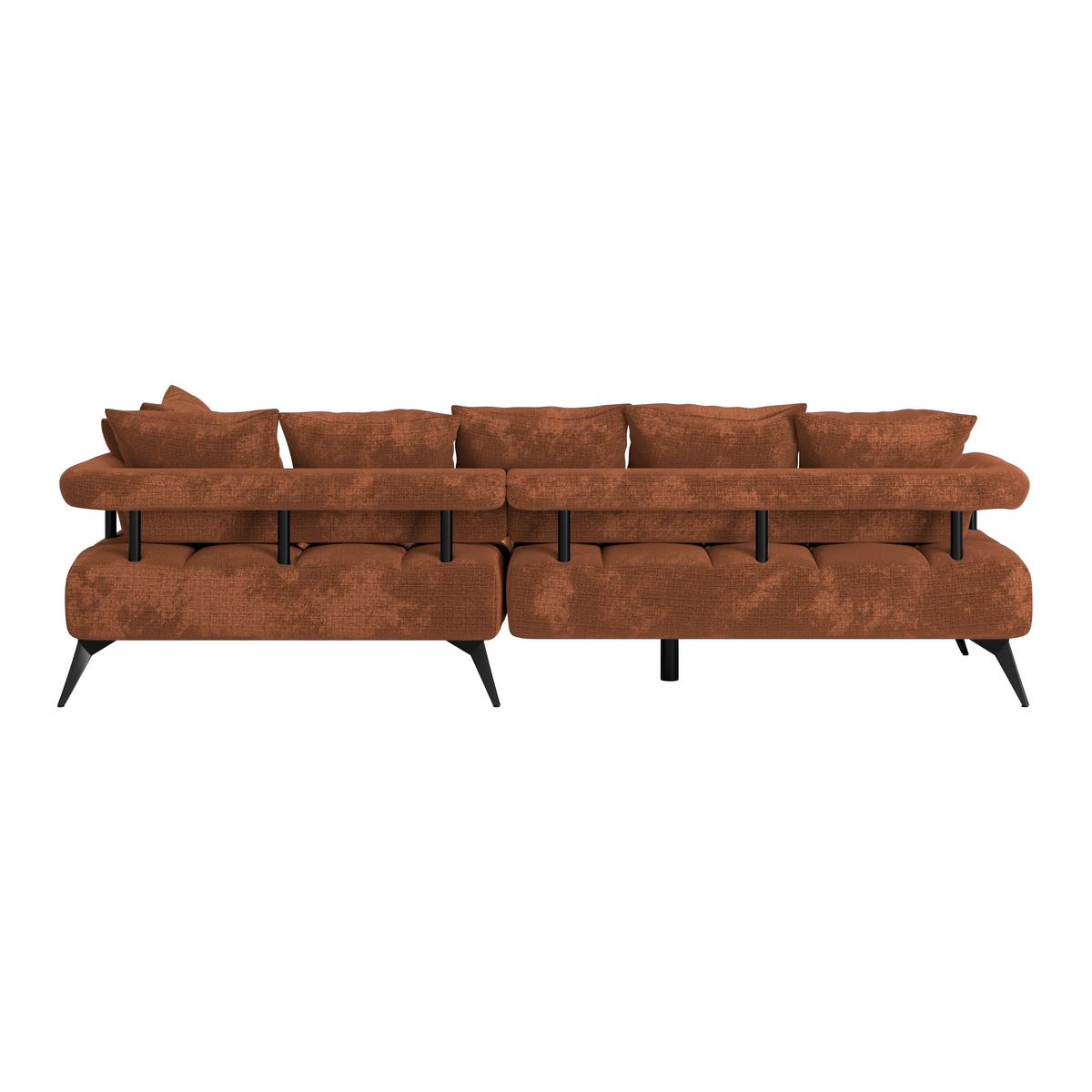 rohová sedačka VANESSA NEW nutnná š. dveří 90 cm, pravá - černá/rezavá, Moderní, kov/textil (297/200cm)