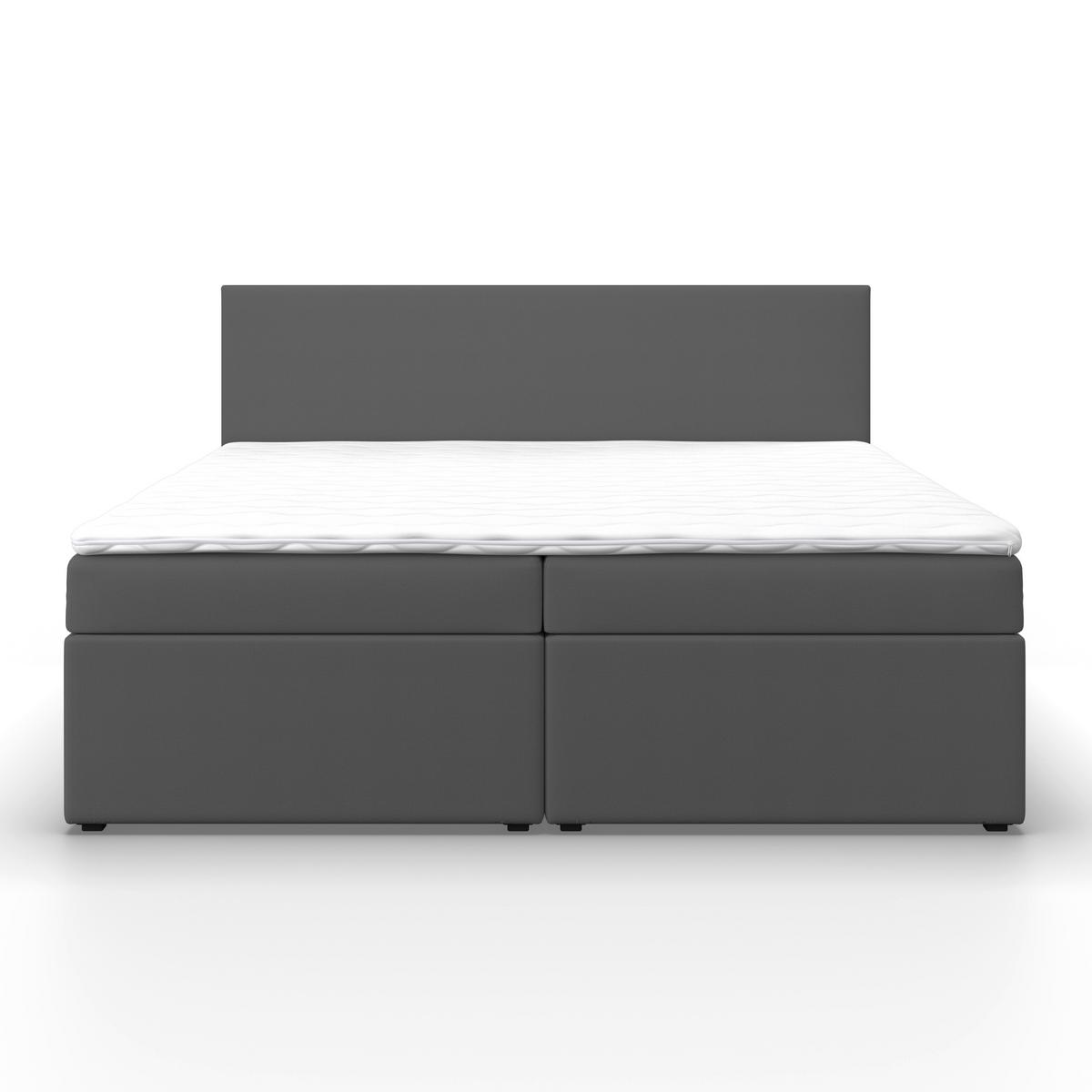 Boxspringová posteľ LUCY 180x200, sivá - sivá/antracitová, Modern, drevo/kompozitné drevo (180/200cm) - Bessagi Home