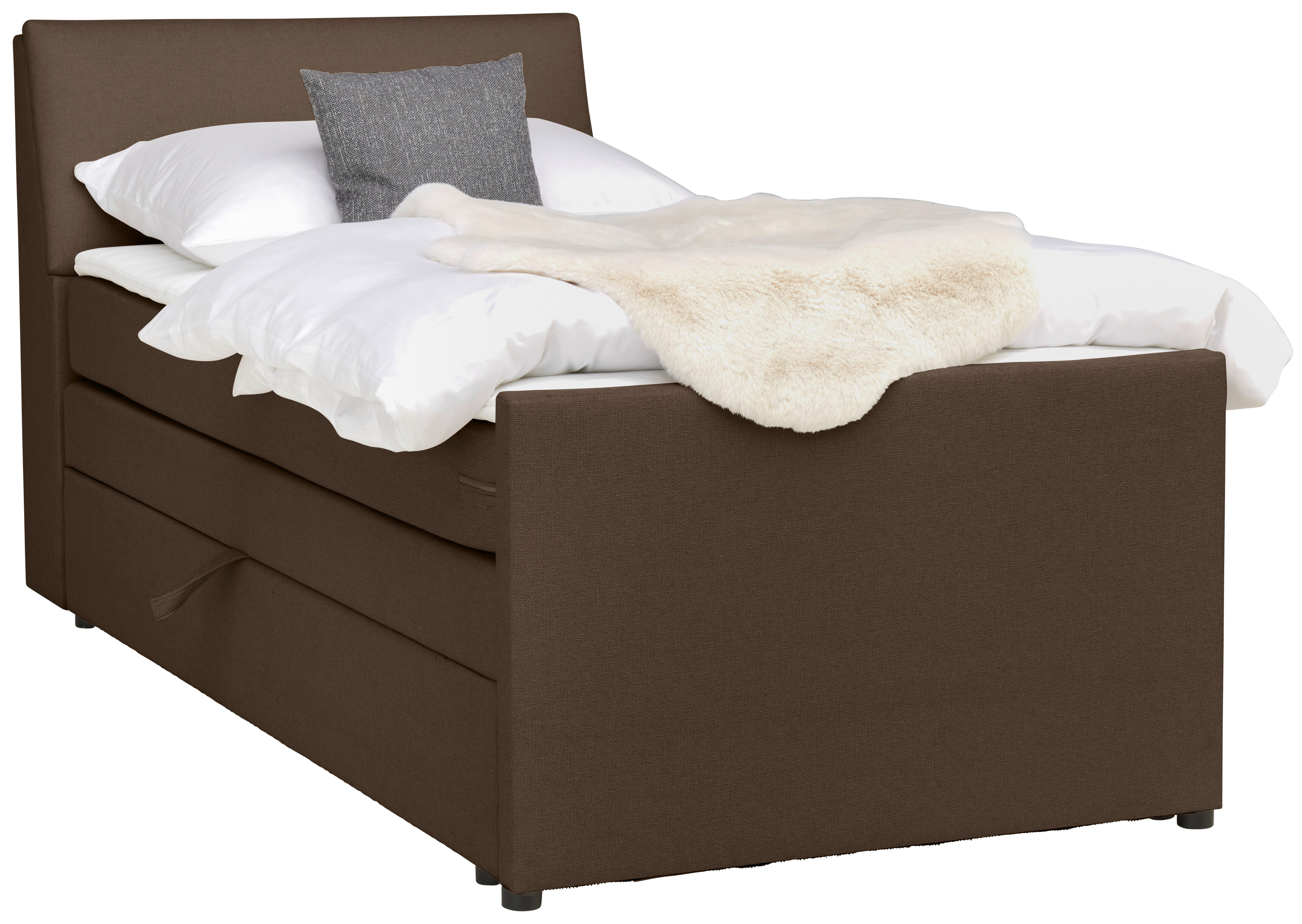 Boxspringbett Mit Bettkasten Nida 100x200 Cm Braun - Schwarz/Braun, MODERN, Holz/Textil (100/200cm) - MID.YOU
