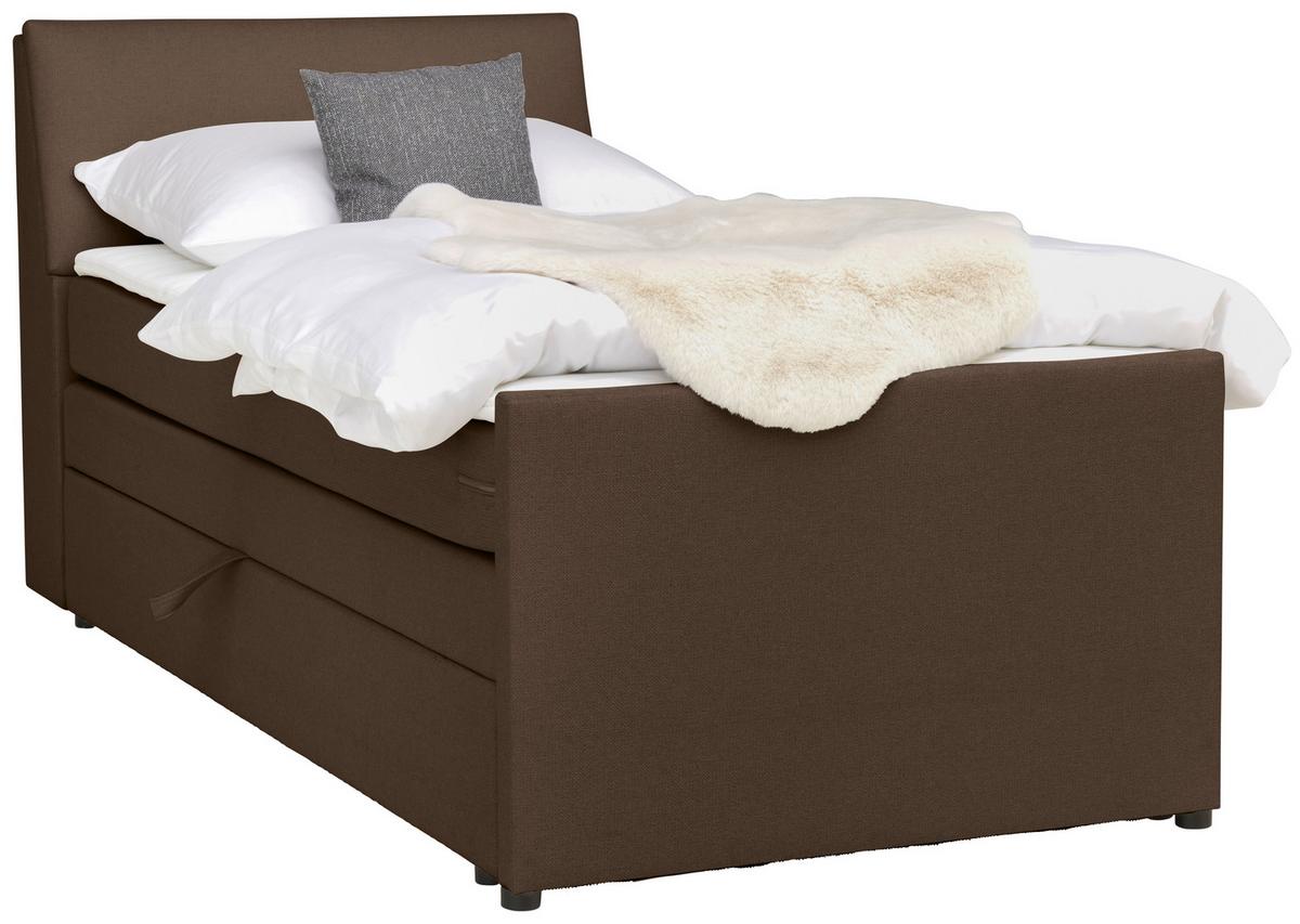 Boxspringbett Mit Bettkasten Nida 100x200 Cm Braun - Schwarz/Braun, MODERN, Holz/Textil (100/200cm) - MID.YOU