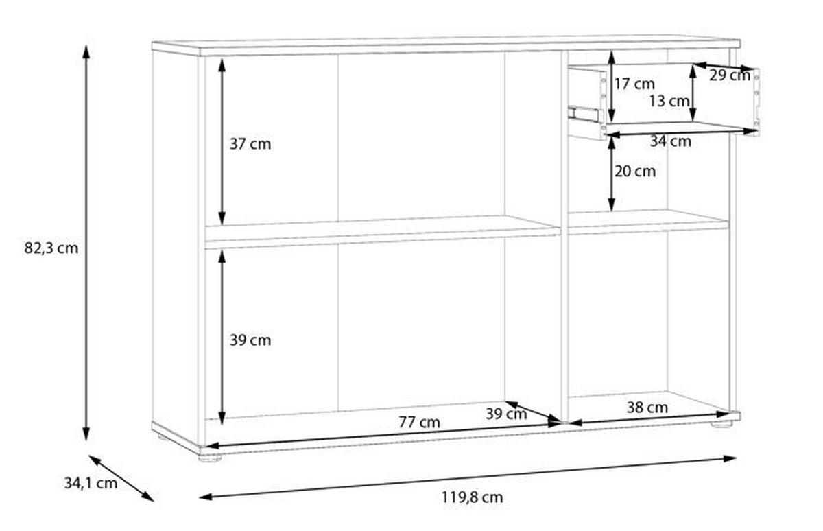 Komoda Ganymede, farba terakota, š: 120 cm - terakota, Modern, kov/kompozitné drevo (119,8/82,3/34,1cm)