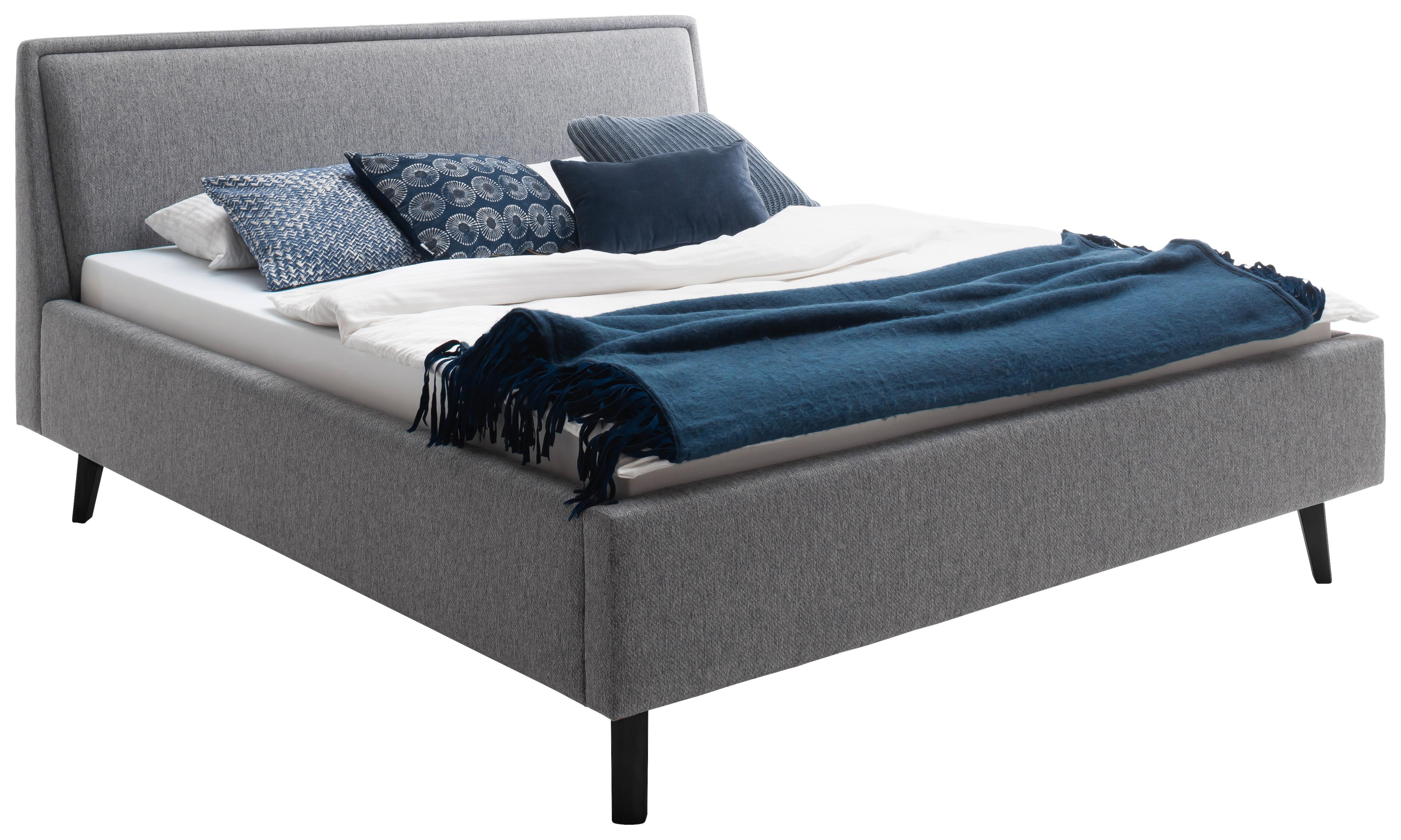 Polsterbett Frieda 140x200cm Grau, inkl. Bettkasten - Schwarz/Grau, KONVENTIONELL, Holz/Textil (140/200cm) - Livetastic