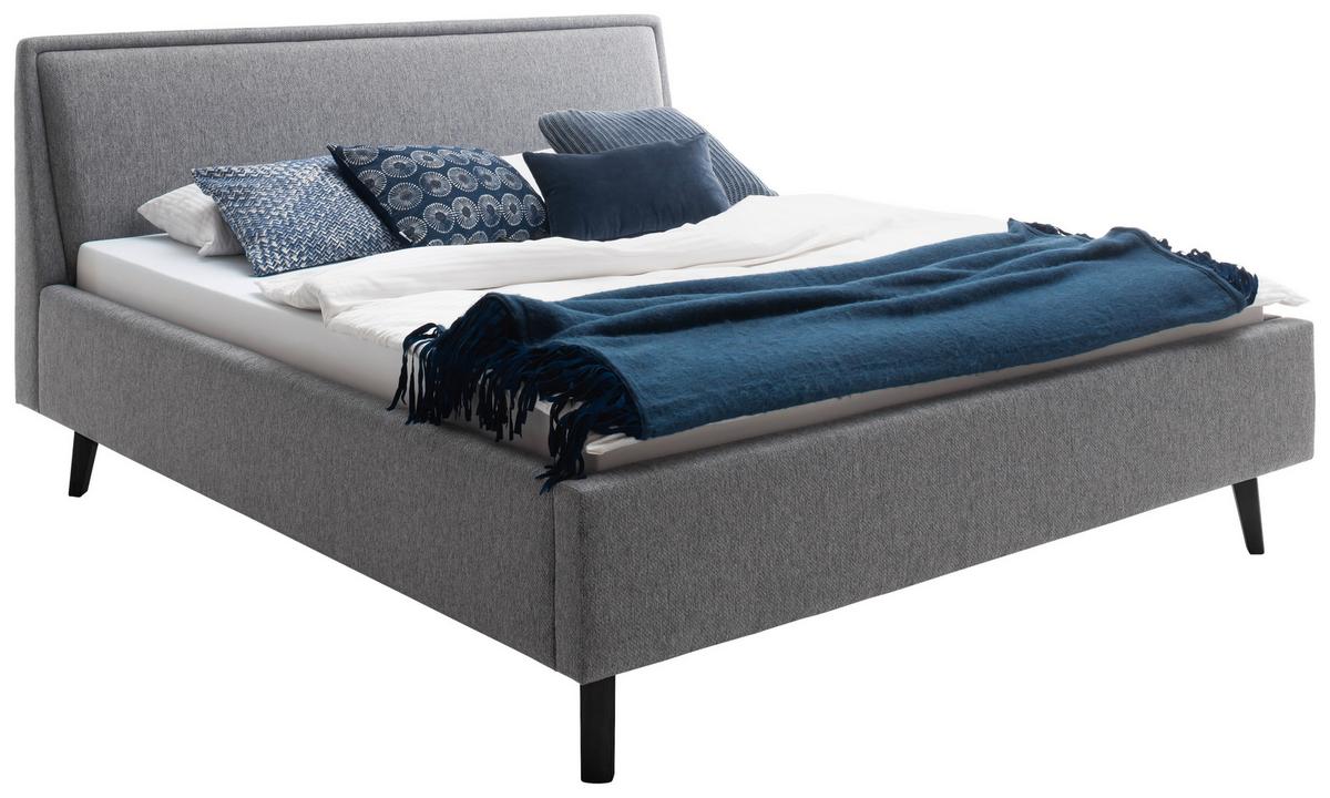 Polsterbett Frieda 180x200cm Grau, Inkl. Bettkasten - Schwarz/Grau, KONVENTIONELL, Holz/Textil (180/200cm) - Livetastic