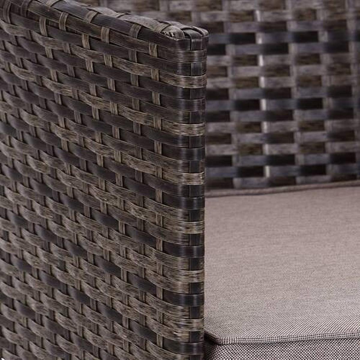 Loungegarnitur 4-tlg Valencia Kunststoff/glas Mit Kissen - Dunkelbraun/Creme, MODERN, Glas/Kunststoff - Ondega