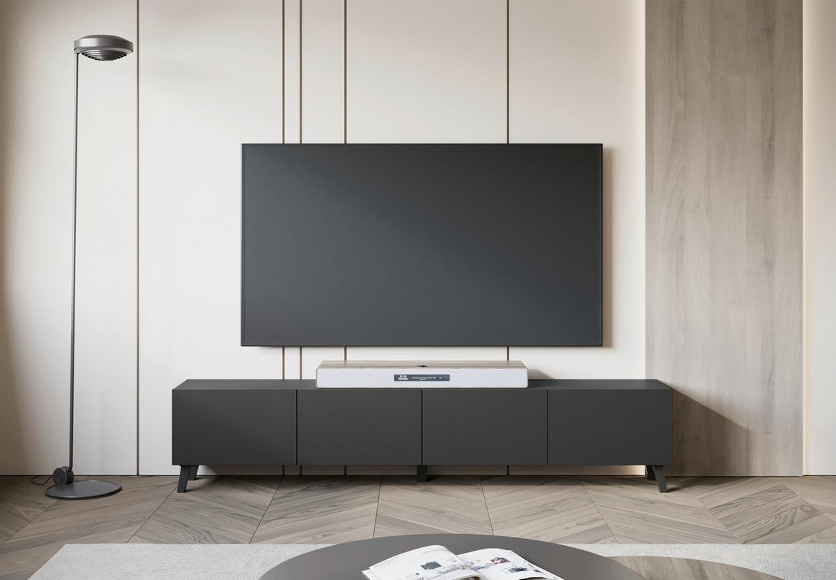 Lowboard Phuket 190 Schwarz B: 190 Cm - Schwarz, Design, Holz/Holzwerkstoff (190/40/32cm) - Livetastic