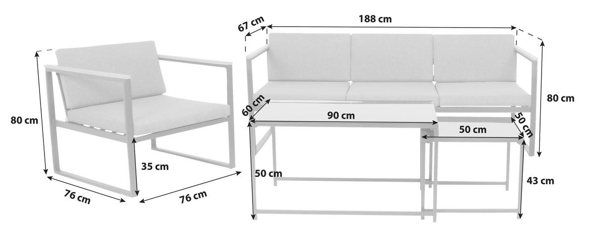 Loungegarnitur 5-tlg. Acamp Metall/textil Mit Kissen - Anthrazit, Basics, Textil/Metall - Acamp