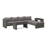 Loungegarnitur Tripolis - Schwarz/Grau, MODERN, Glas/Kunststoff (192/192cm) - Beldano