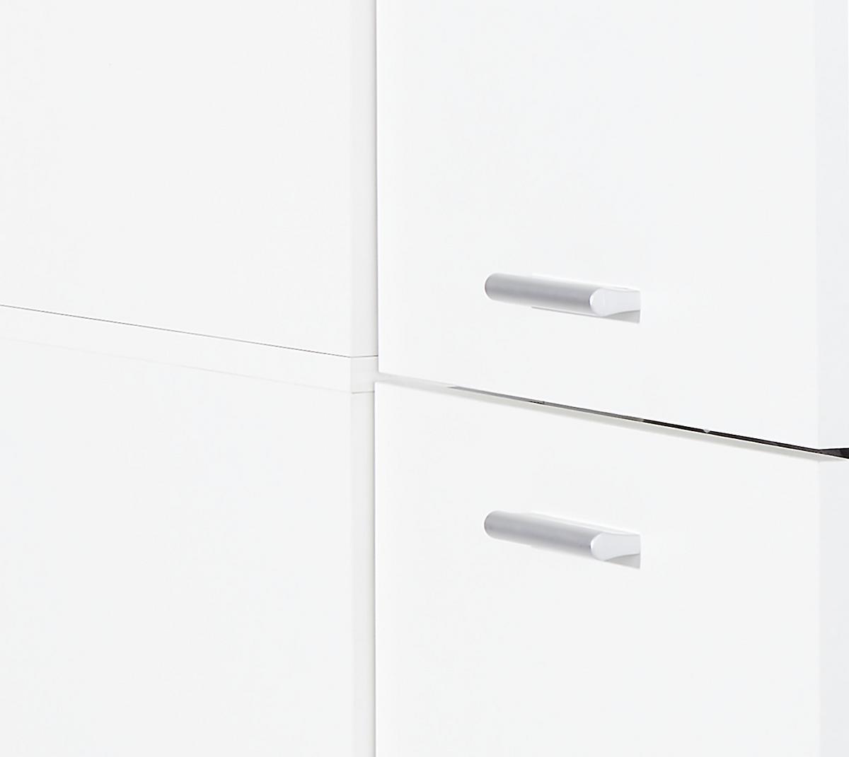 Schuhschrank Elan Weiß 4 Türen B: 70 Cm - Alufarben/Weiß, MODERN, Holzwerkstoff (70/200/36.6cm)