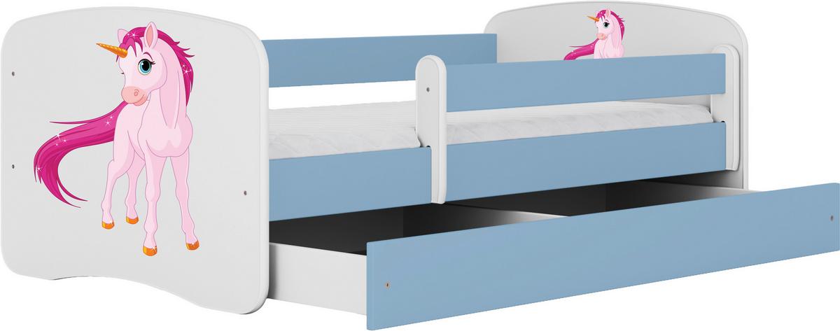 Kinder-/Juniorbett Babydreams Inkl. Matratze 80x160 - Blau/Birkefarben, MODERN, Holz/Holzwerkstoff (80/160cm) - MID.YOU