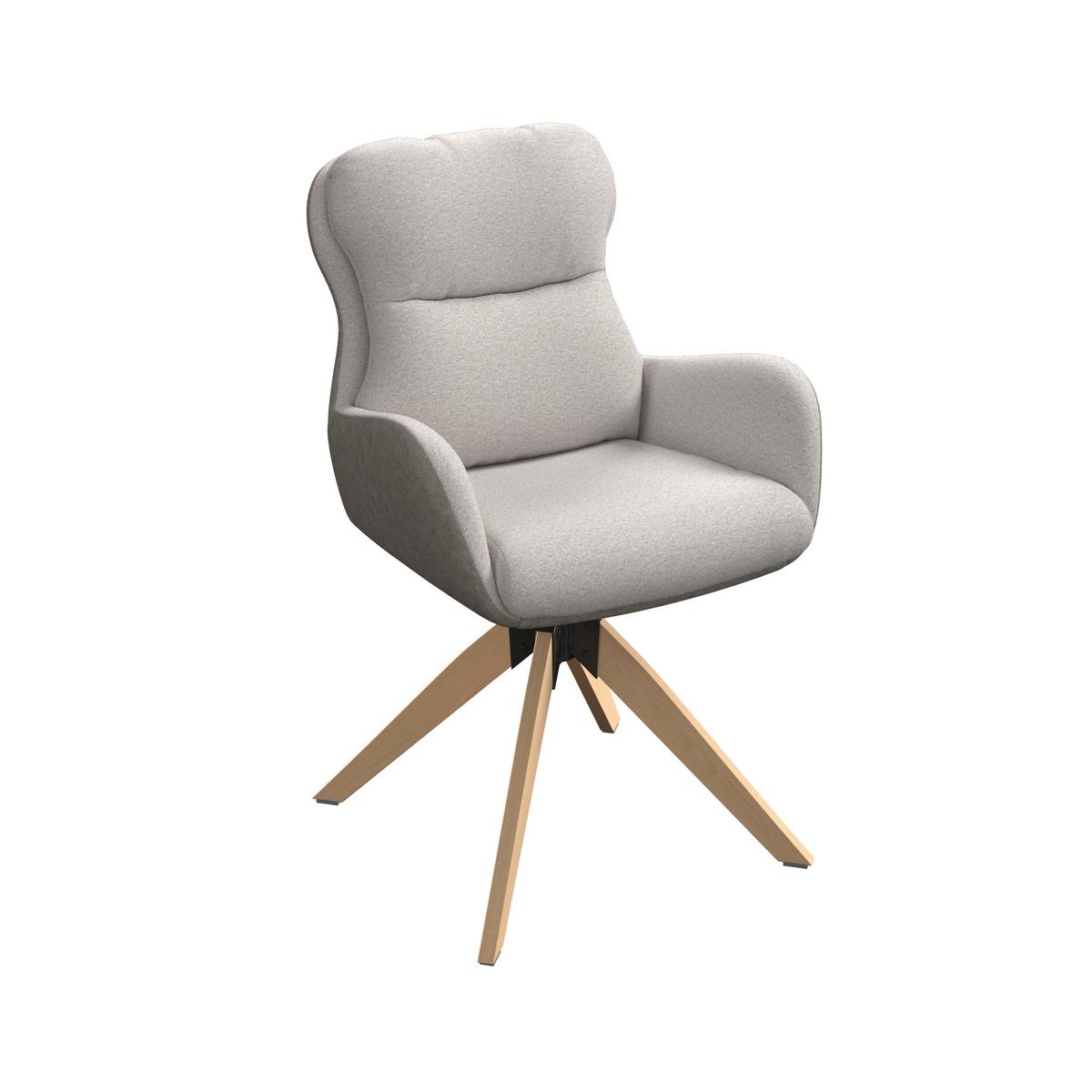 Židle s podrúčkami Neelia, šedobéžová - šedobéžová/přírodní barvy, Moderní, kov/dřevo (71/60/94cm) - Bessagi Home