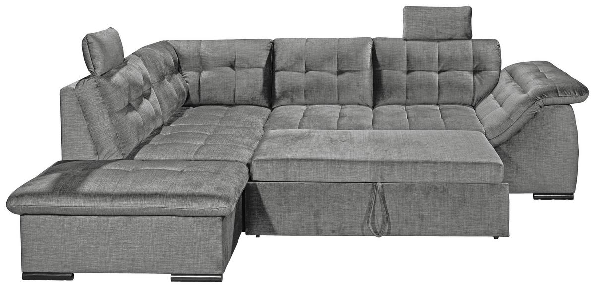 Ecksofa Estrella Grau S: 217x283 cm - Schwarz/Grau, KONVENTIONELL, Textil (217/283cm) - MID.YOU