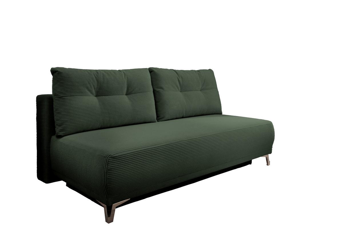 Schlafsofa Ari Grün Cord, B: 198 cm - Chromfarben/Grün, MODERN, Textil (198/90/100cm) - Livetastic