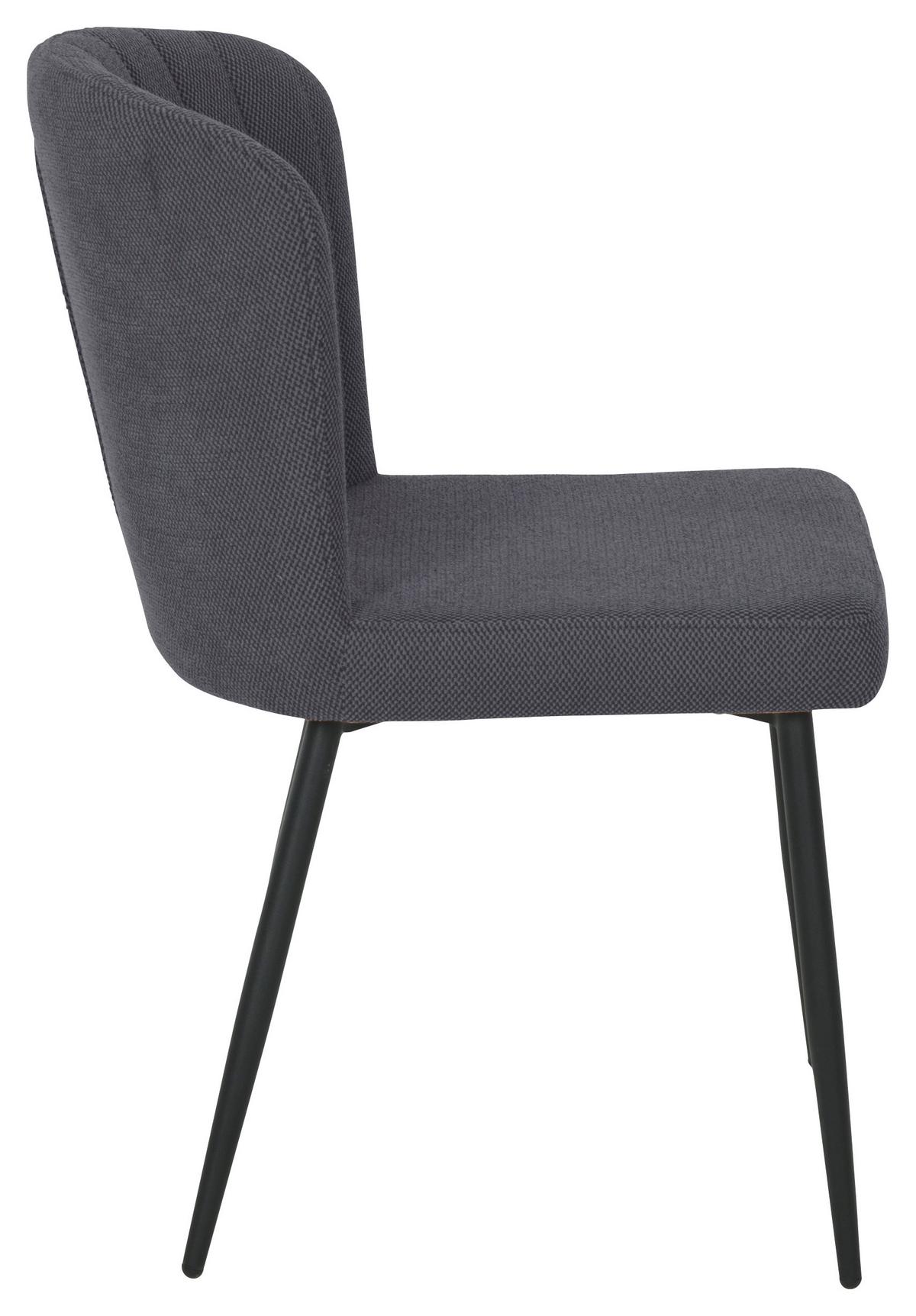 Vierfußstuhl Abbie Leinenoptik Schwarz, B: 52 cm - Schwarz, KONVENTIONELL, Holz/Textil (52/82/60cm) - P & B