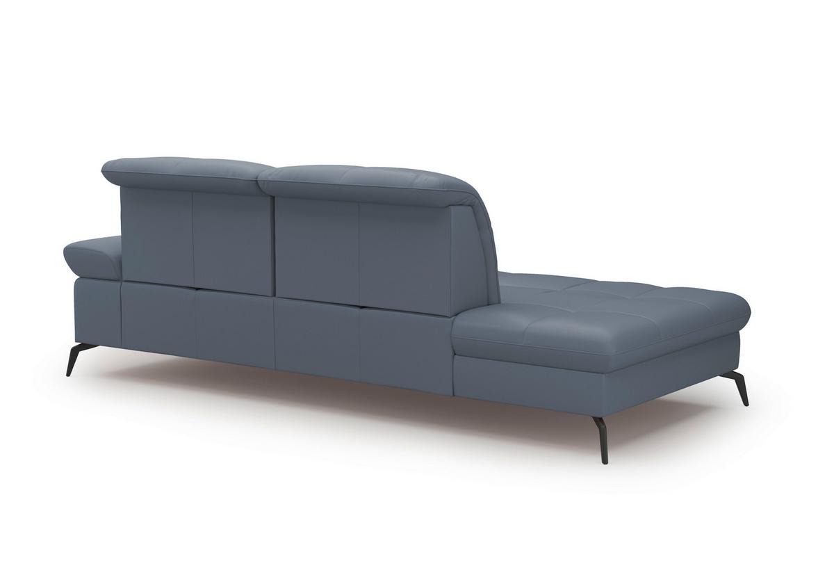 Récamiere Amica E, Graublau B: 231 Cm - Graublau/Schwarz, KONVENTIONELL, Leder (231/90/122cm) - Sit & More