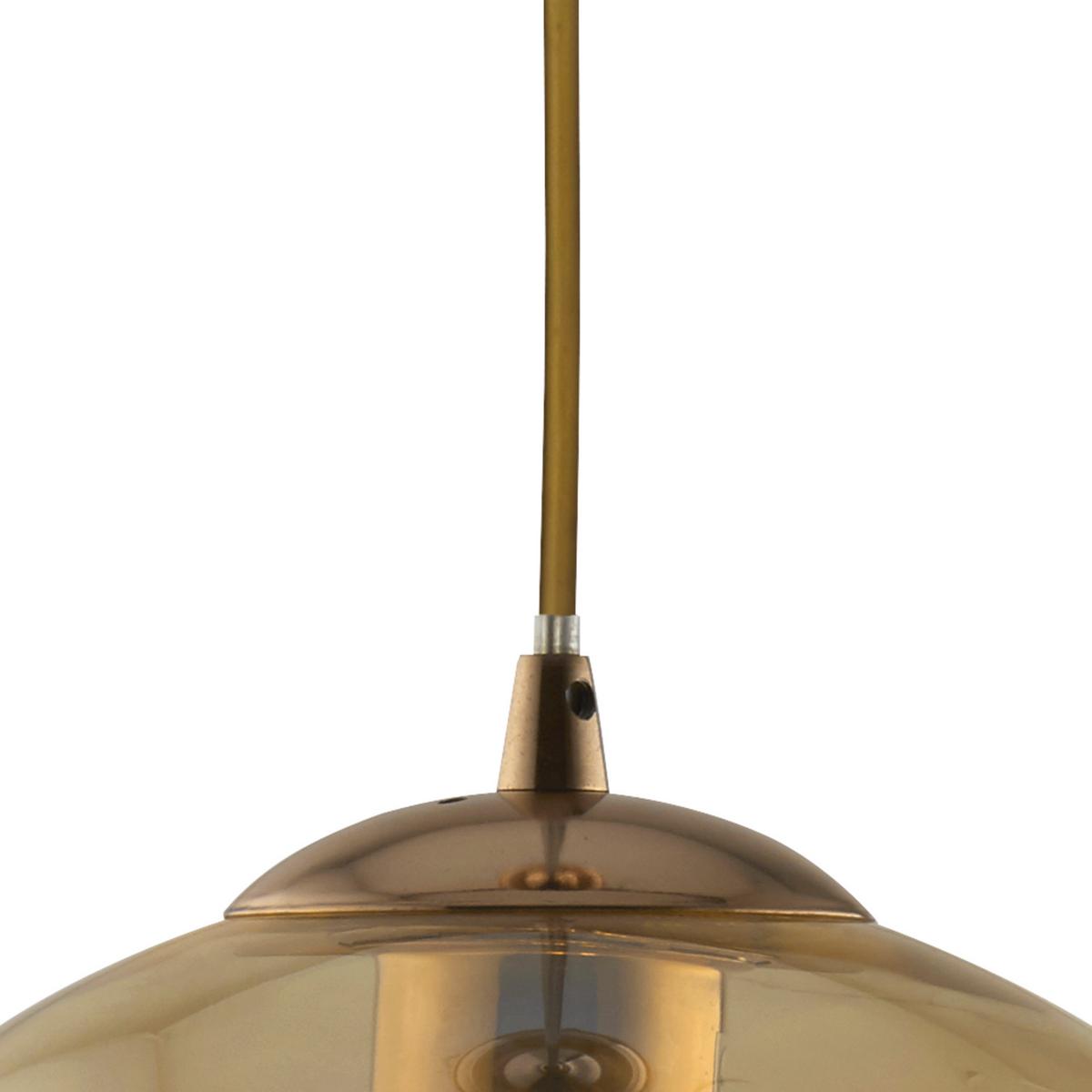 Hängeleuchte Balls 1632am - Bernsteinfarben/Kupferfarben, Design, Glas/Metall (30/120cm)