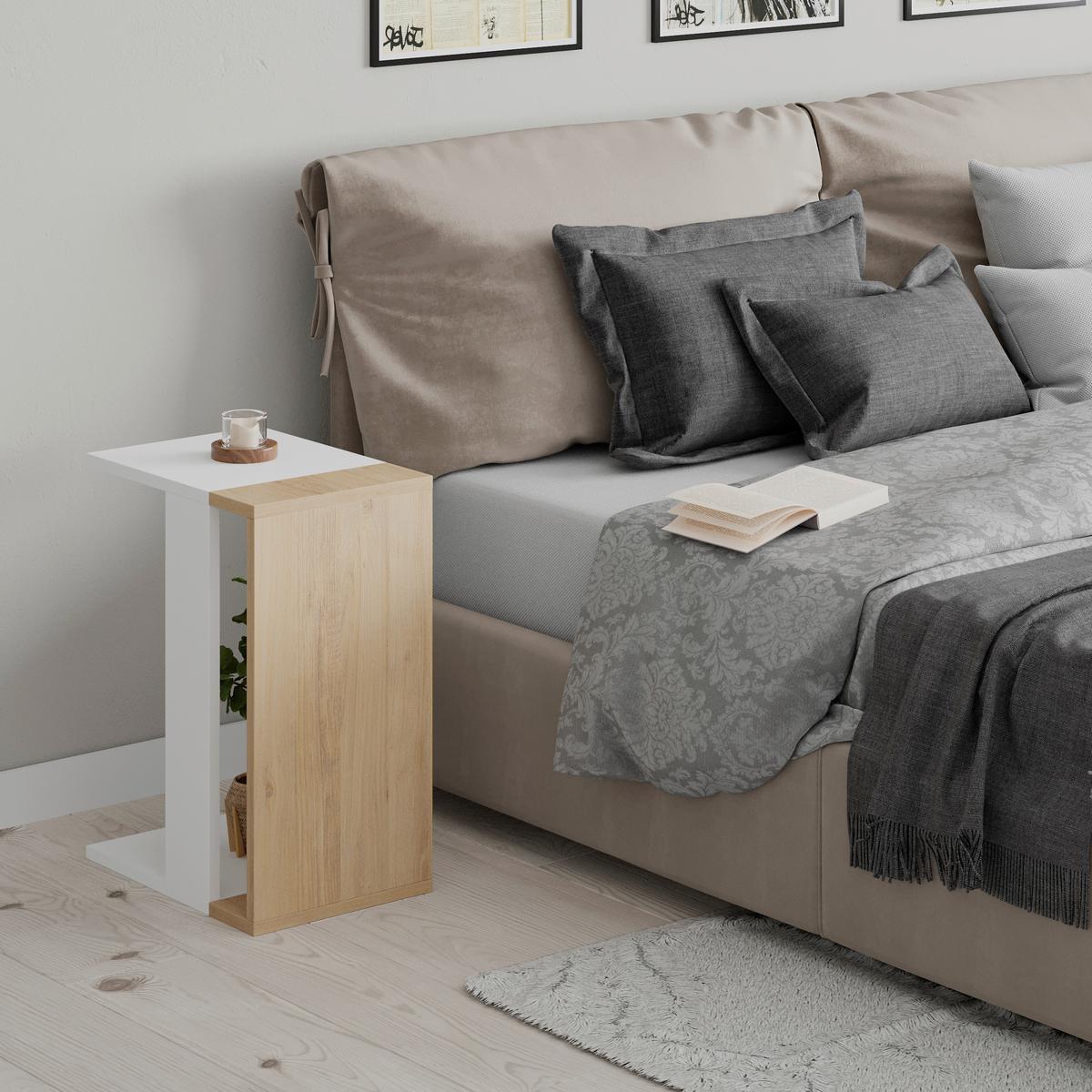 Couchtisch Zetti Eiche/weiß B: 40 Cm - Eichefarben/Weiß, Design, Holzwerkstoff (30/40/57cm) - Livetastic