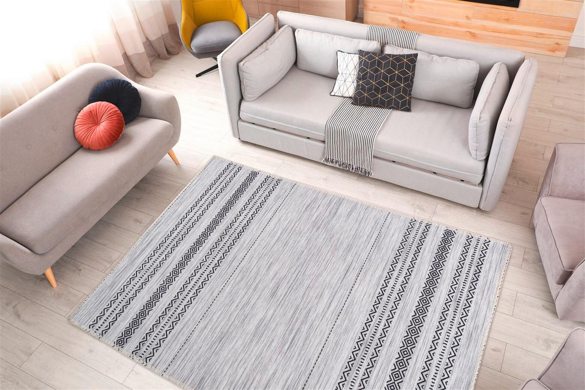 Flachwebteppich Grau Maya 200x290 cm - Grau, Basics, Textil (200cm) - Kayoom