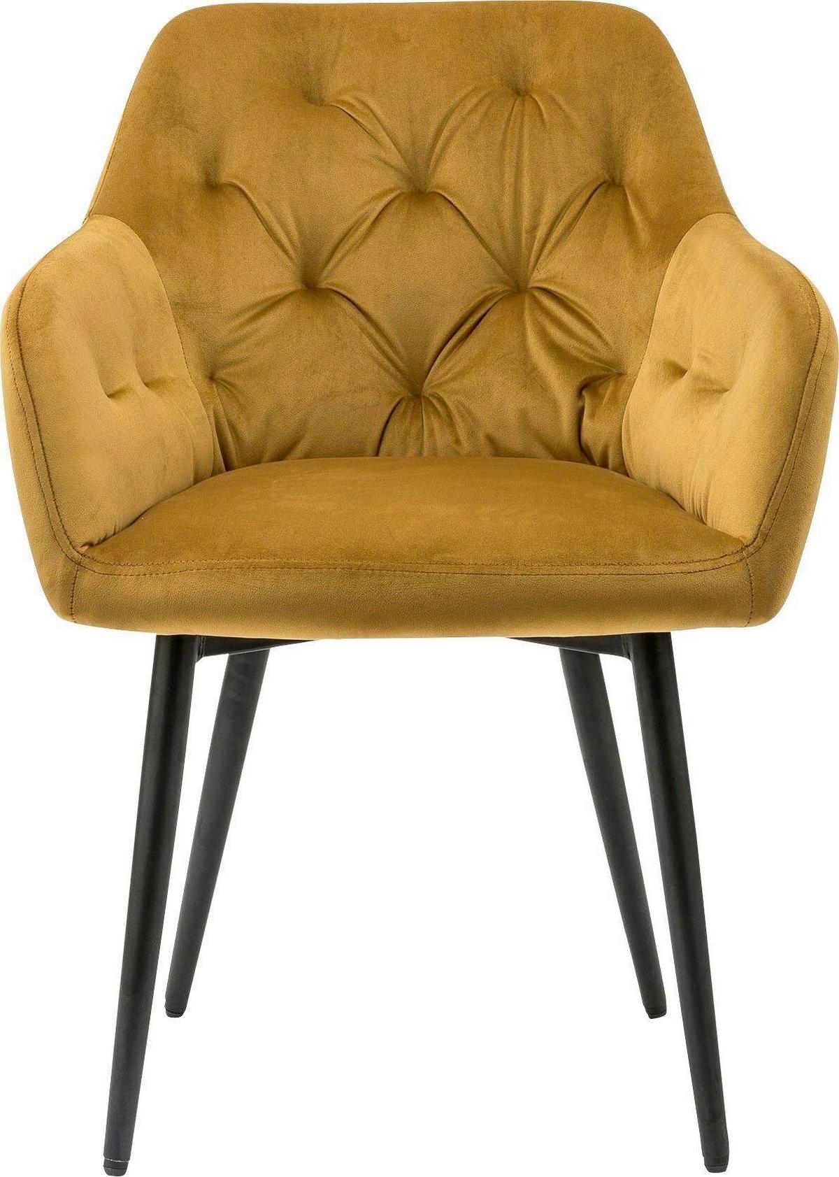 Armlehnstuhl Gelb B: 61 Cm - Gelb/Schwarz, MODERN, Textil/Metall (61/85/45cm) - Livetastic