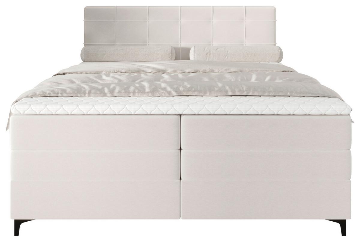Boxspringbett Mitto mit Topper 180x200 cm - Champagner/Schwarz, KONVENTIONELL, Textil/Metall (180/200cm)