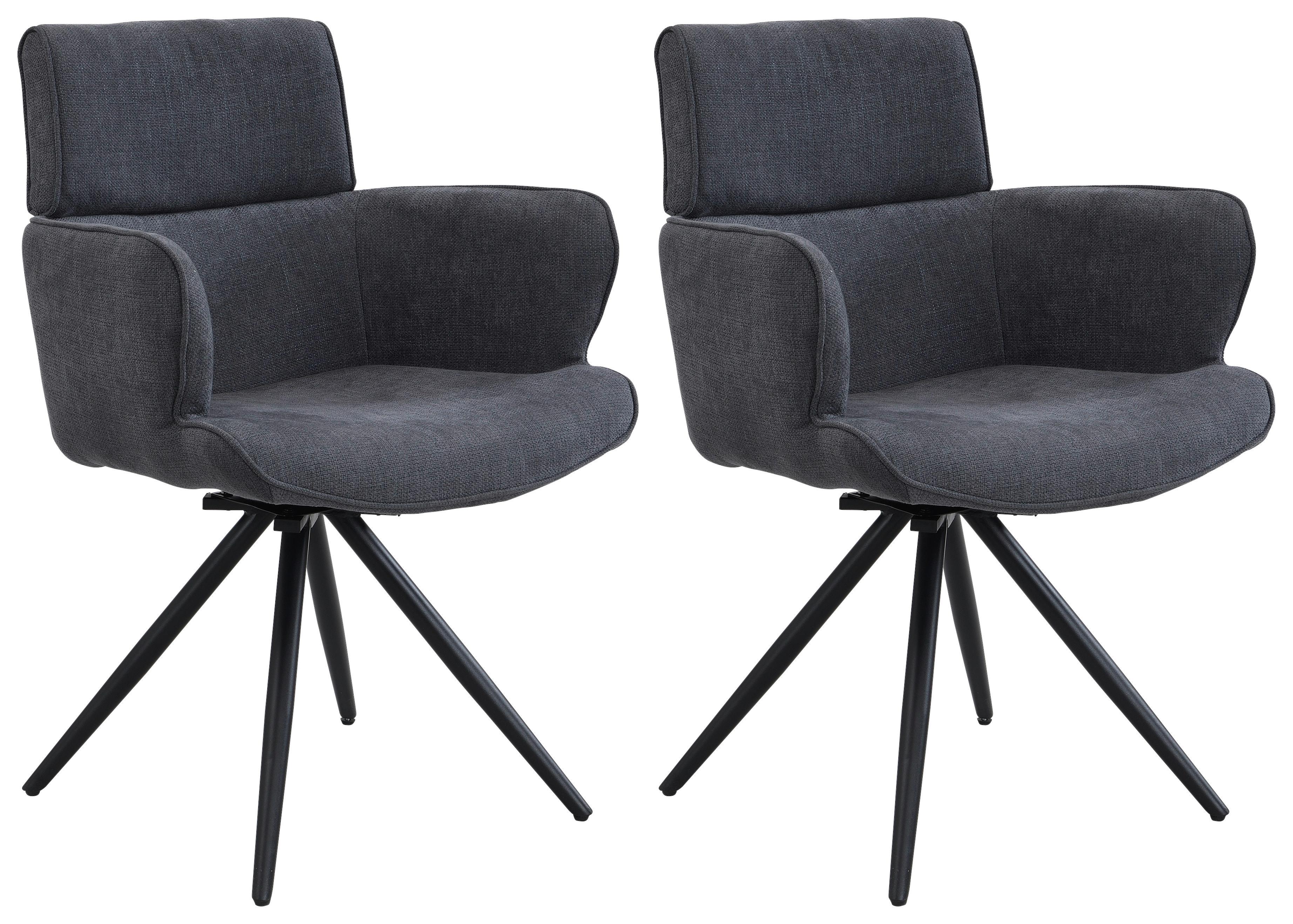 Armlehnstuhl Elis Webstoff Anthrazit, B: 62 cm - Anthrazit/Schwarz, KONVENTIONELL, Textil/Metall (62/89/62cm) - Livetastic