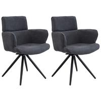 Armlehnstuhl Elis Webstoff Anthrazit, B: 62 cm - Anthrazit/Schwarz, KONVENTIONELL, Textil/Metall (62/89/62cm) - Livetastic