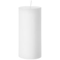 VÁLCOVÁ SVÍČKA STRIPES - bílá/růžová, přírodní materiály (7/15cm) - Premium Living